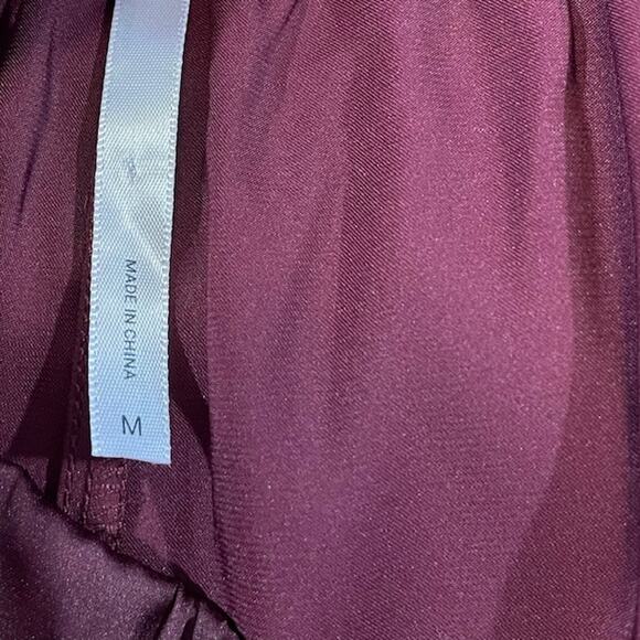 SOMA women's satin wide leg pajama pants in burgundy. - Picture 5 of 7